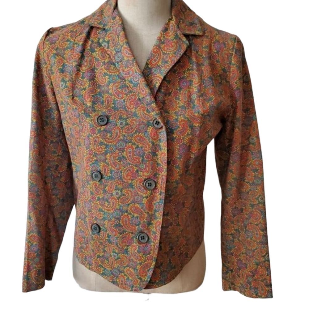 Womens VINTAGE 1960s double breasted paisley jacket Small